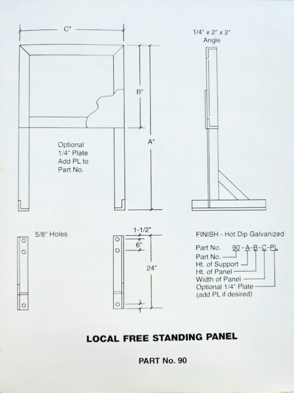 InstruMount Panel 90 A B C Free Standing Panel